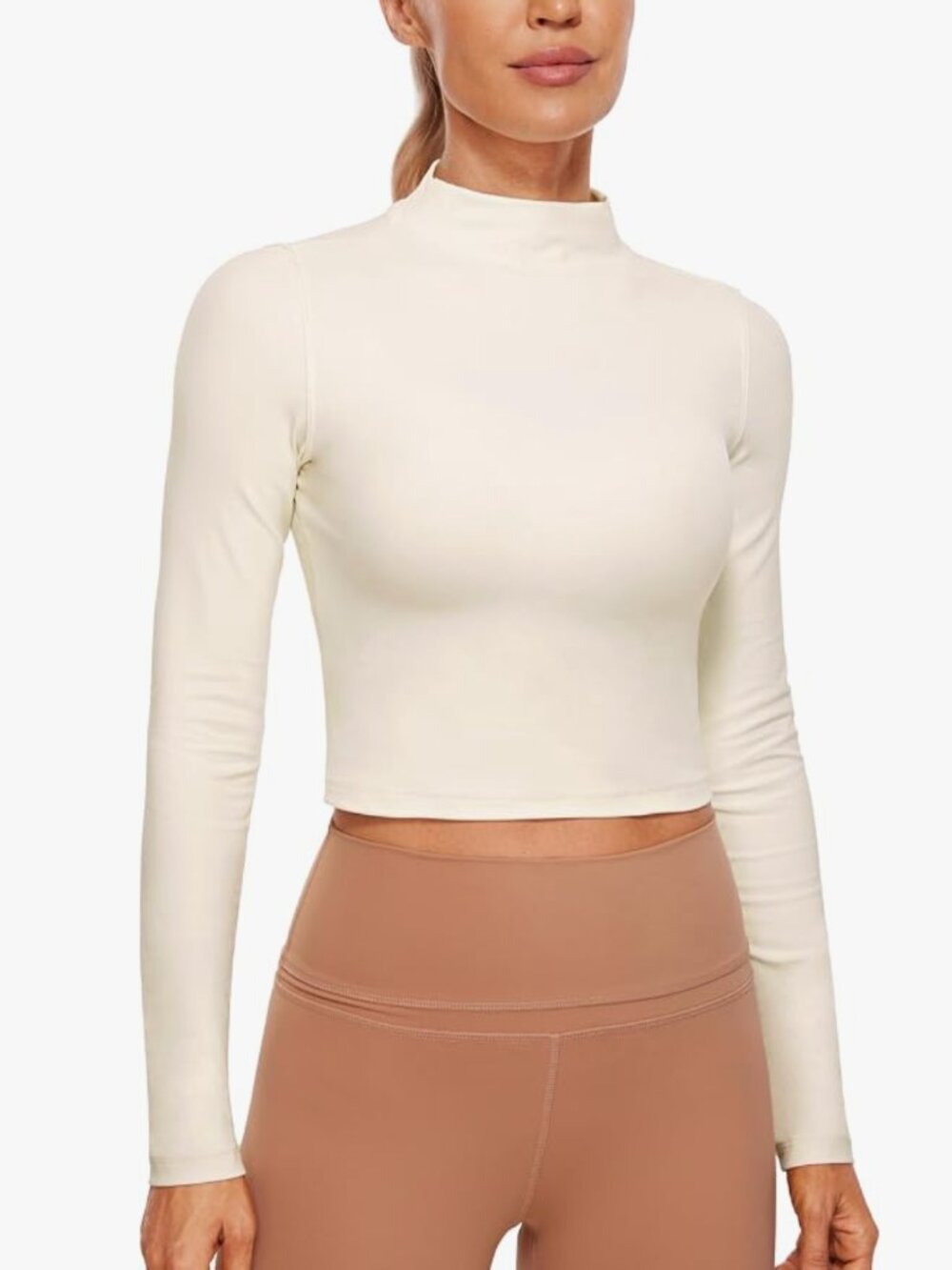 CRZ YOGA Butterluxe Mock Neck Crop Top - NWT